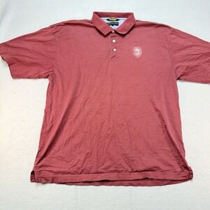 Tommy Hilfiger Golf Polo Shirt Striped‎ Naples Lakes Club Red Large